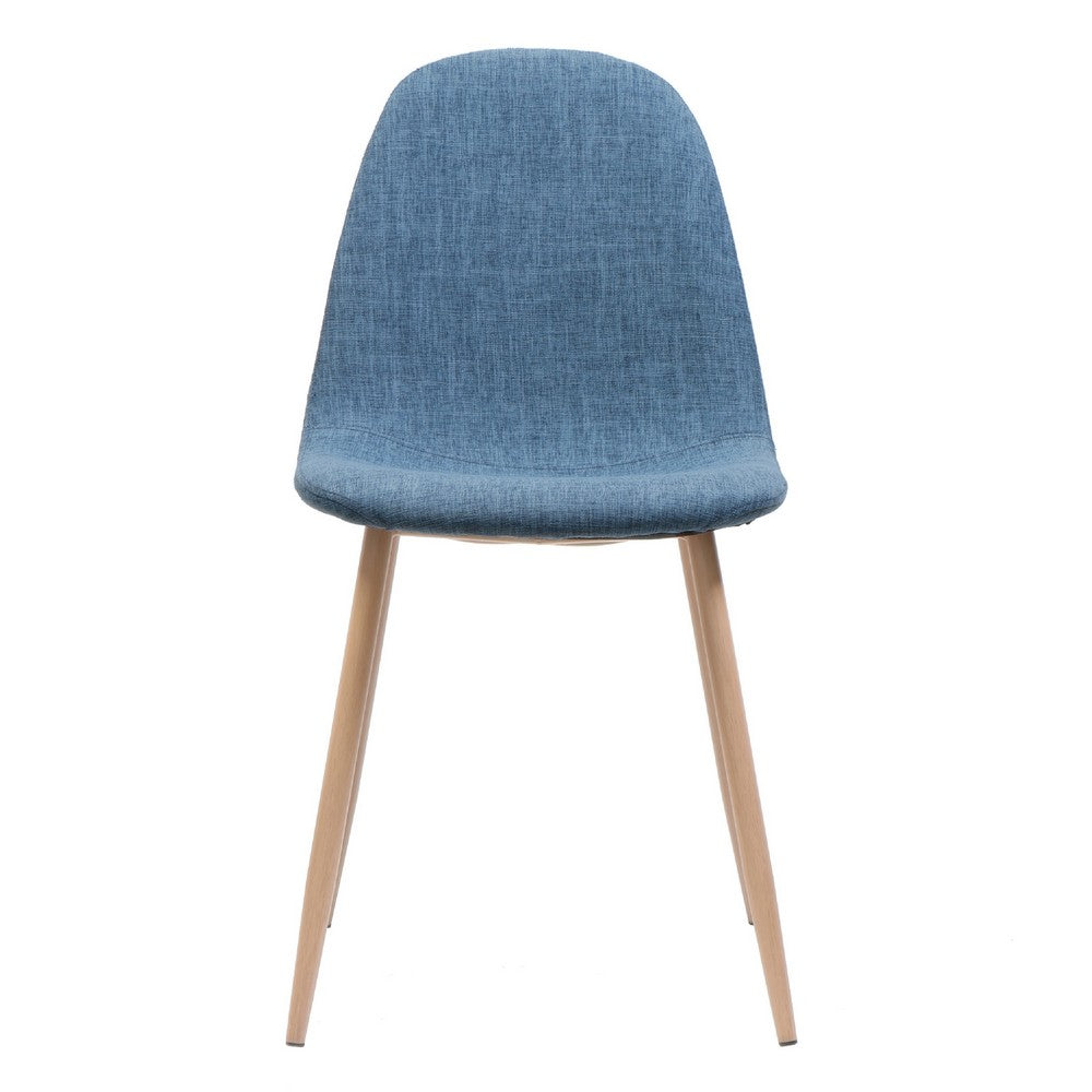 Benjara Reva Dining Side Chair Set of 2, Blue Seat, Brown Iron Frame
