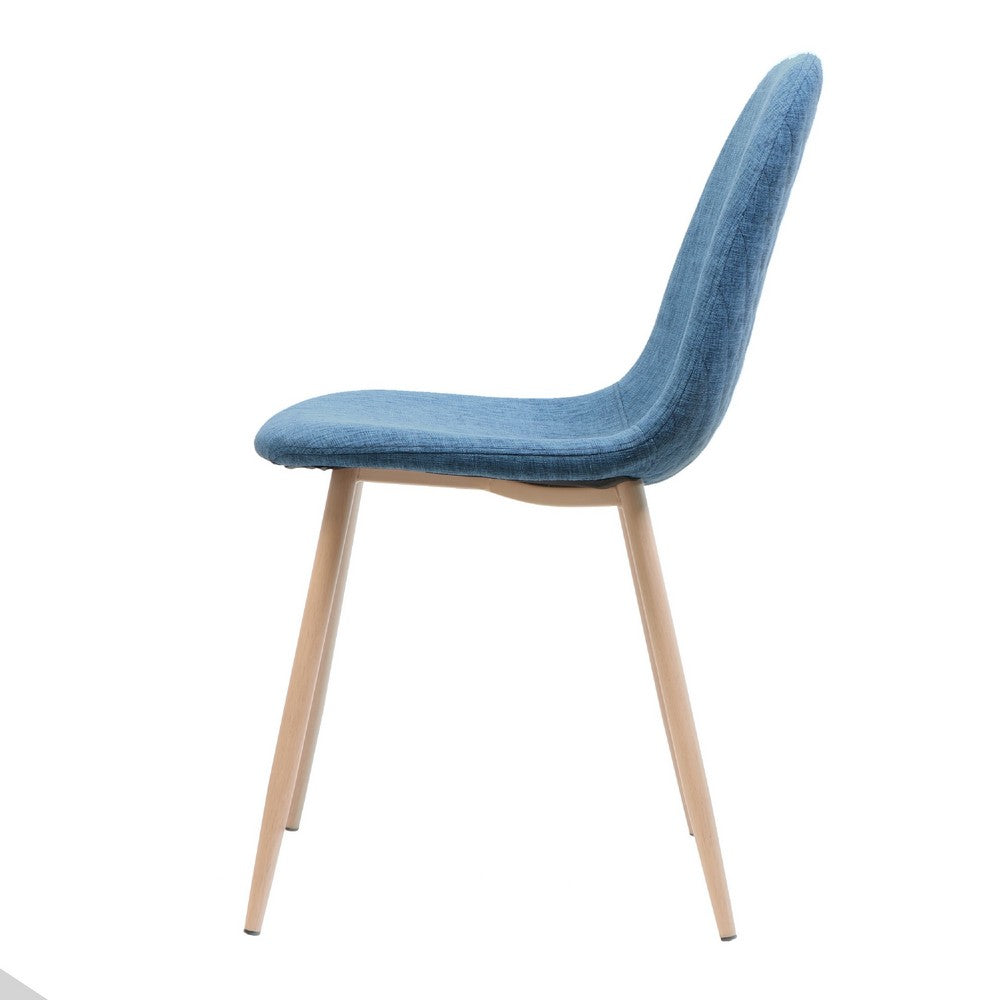 Benjara Reva Dining Side Chair Set of 2, Blue Seat, Brown Iron Frame