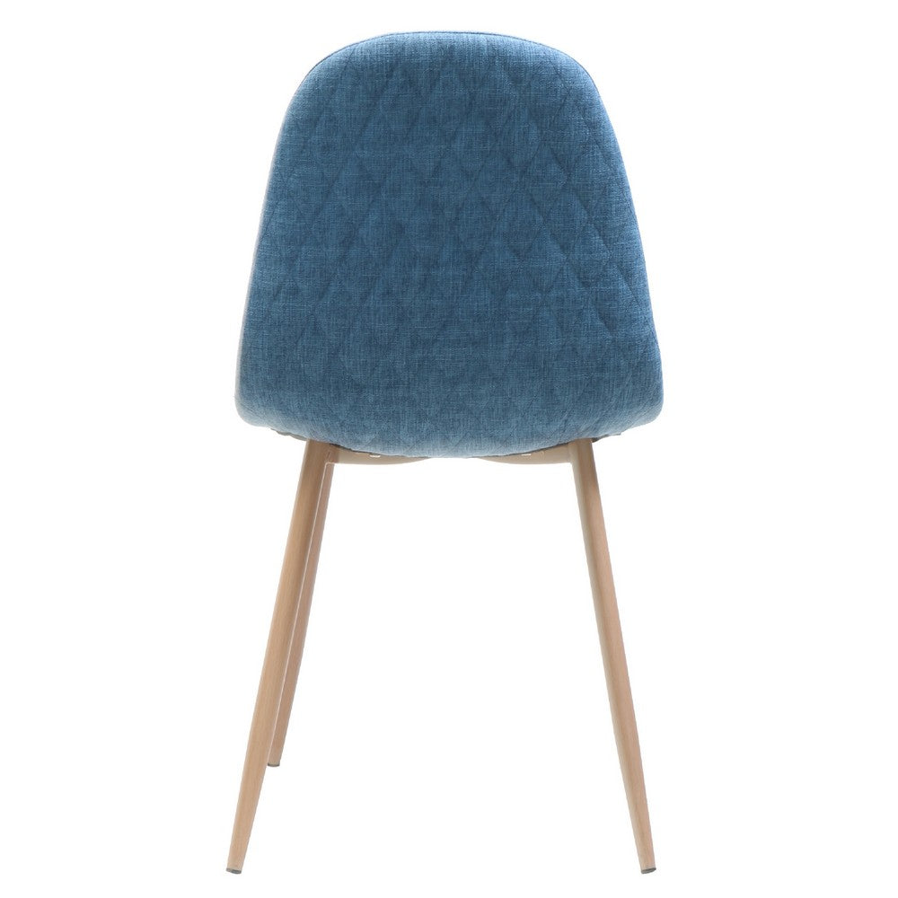 Benjara Reva Dining Side Chair Set of 2, Blue Seat, Brown Iron Frame