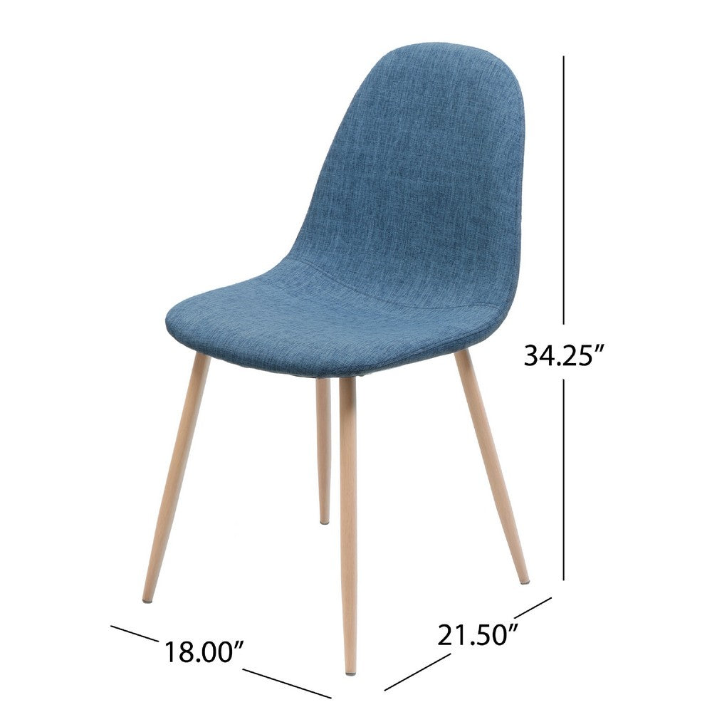 Benjara Reva Dining Side Chair Set of 2, Blue Seat, Brown Iron Frame