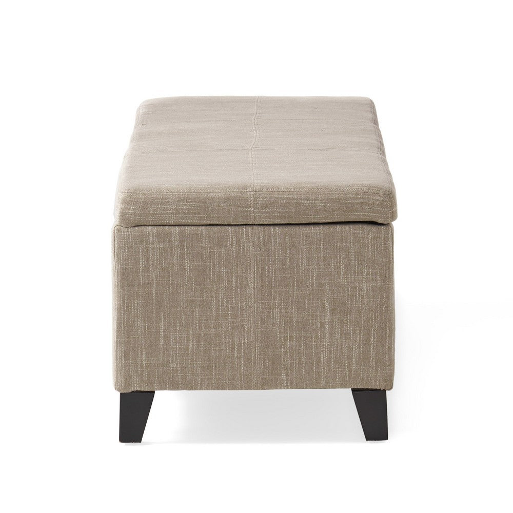 Benjara Elias Long Storage Ottoman Bench, Hinged Lid, Sand Beige, 51 Inch