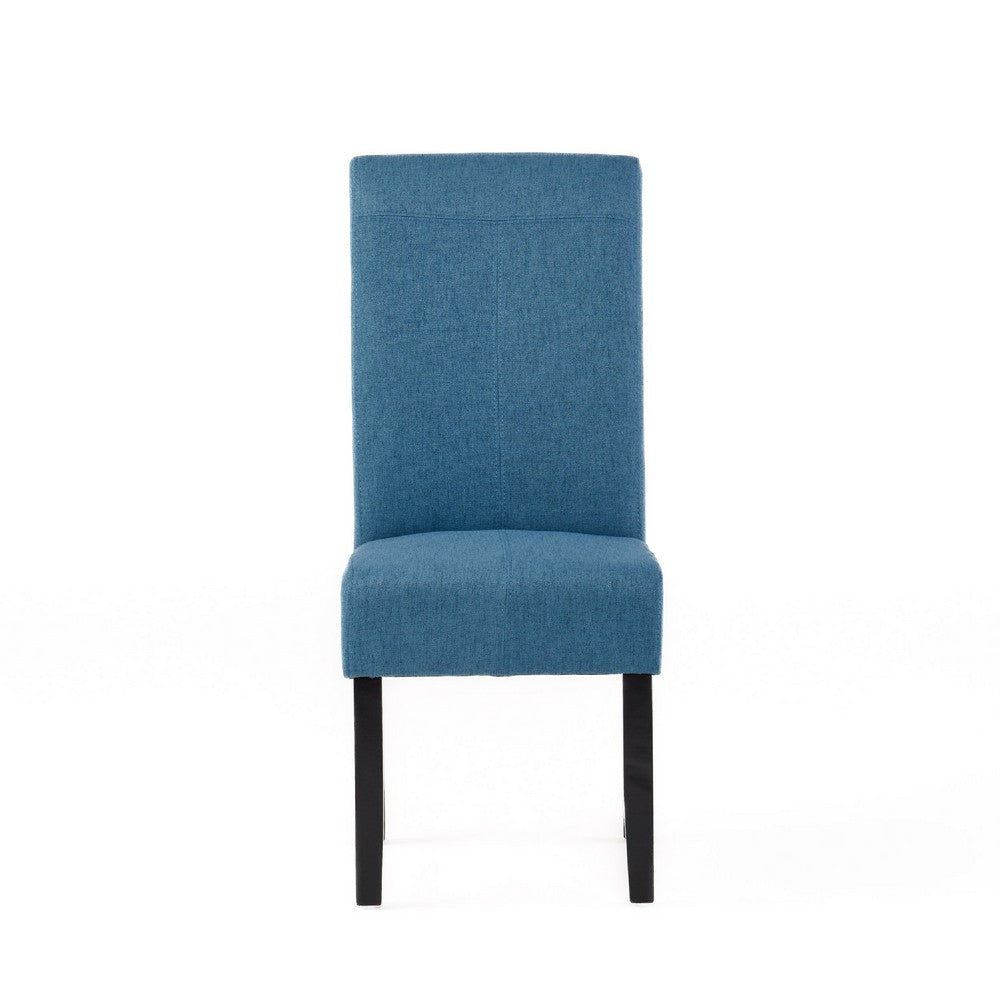 Benjara Tanya Armless Dining Chair Set of 2, Stitched Details, Blue Fabric