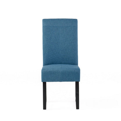 Benjara Tanya Armless Dining Chair Set of 2, Stitched Details, Blue Fabric