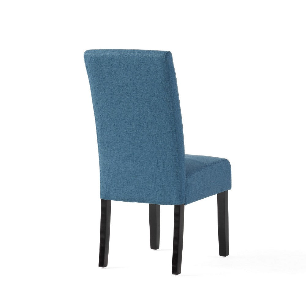 Benjara Tanya Armless Dining Chair Set of 2, Stitched Details, Blue Fabric
