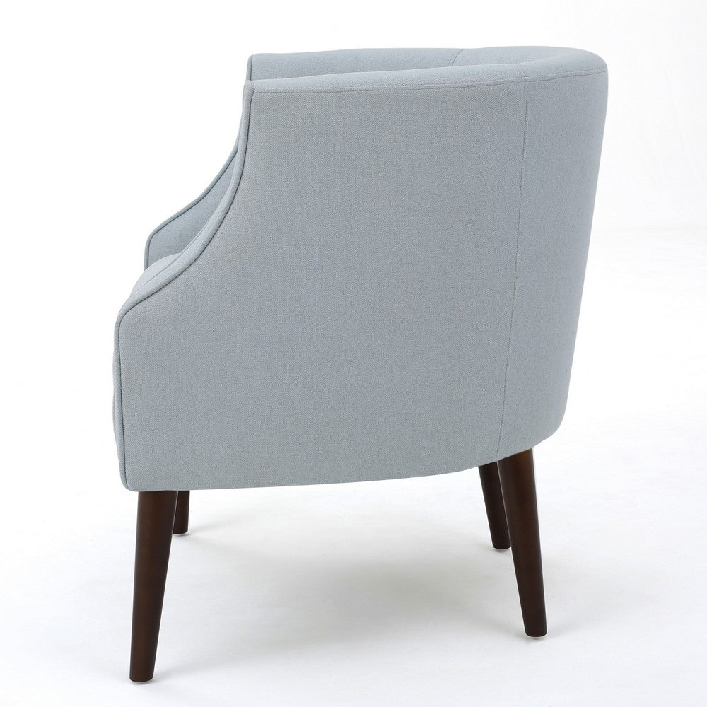 Benjara Fenny Accent Club Chair, Tapered Birch Wood Legs, Blue Button Tufted