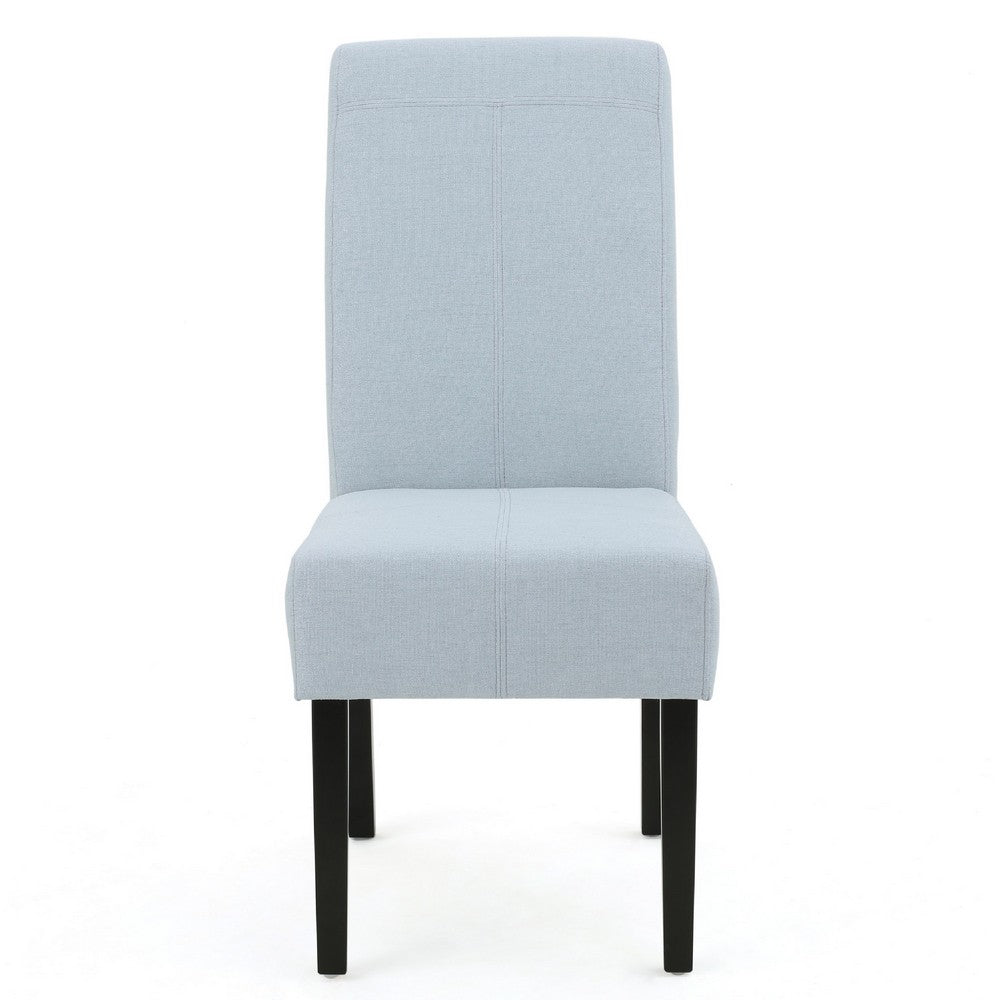 Benjara Tanya Armless Dining Chair Set of 2, Modern Light Sky Blue Fabric