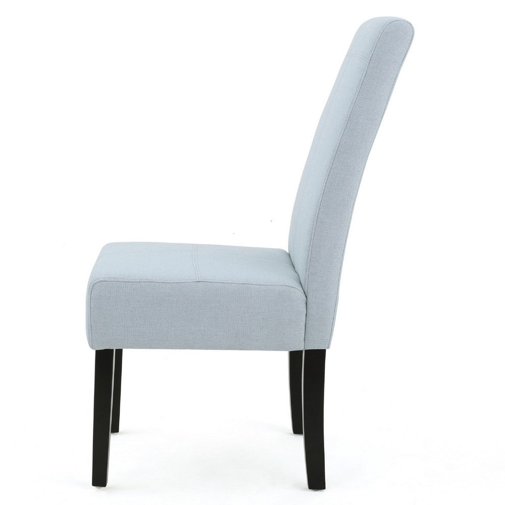 Benjara Tanya Armless Dining Chair Set of 2, Modern Light Sky Blue Fabric