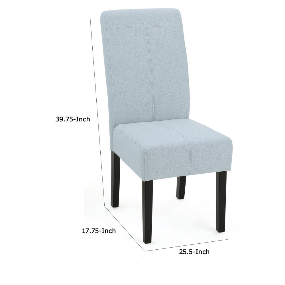 Benjara Tanya Armless Dining Chair Set of 2, Modern Light Sky Blue Fabric