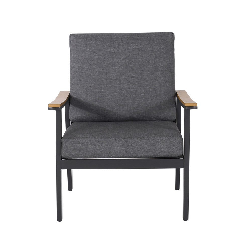 Benjara Vanie 4pc Outdoor Set with Loveseat, Chairs, And Table, Gray Olefin