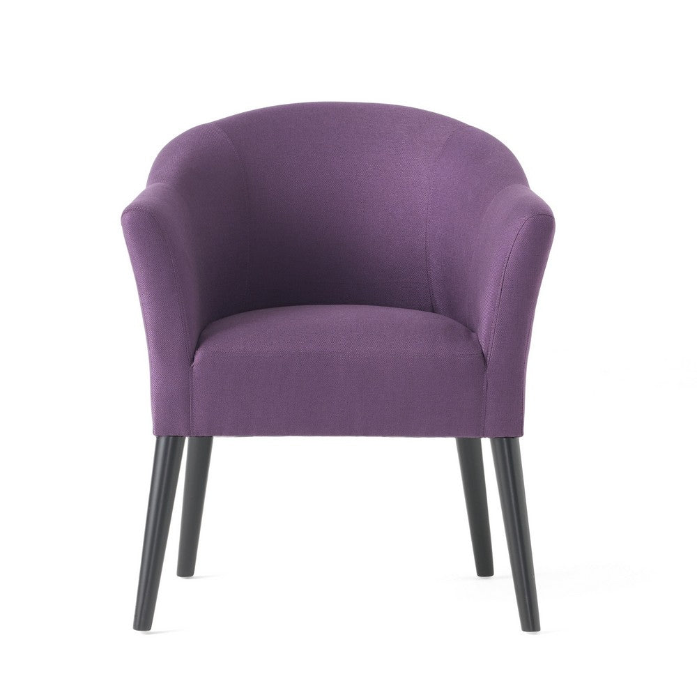 Benjara Onyx Armchair with Low Back Design, Birch Wood Frame, Plum Purple