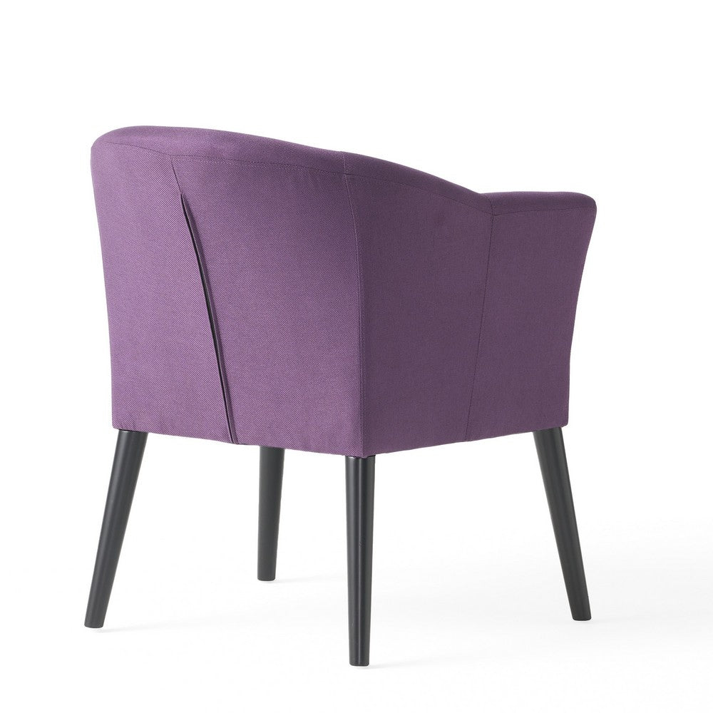 Benjara Onyx Armchair with Low Back Design, Birch Wood Frame, Plum Purple
