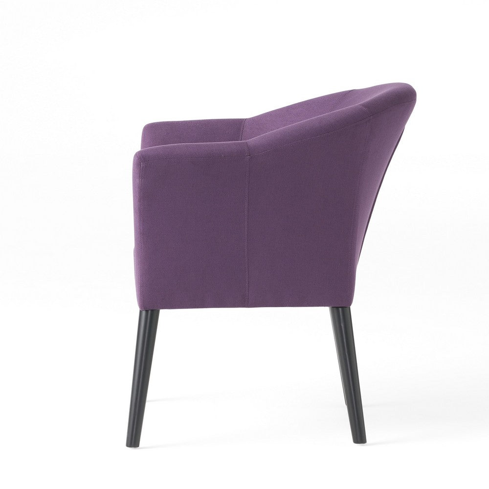 Benjara Onyx Armchair with Low Back Design, Birch Wood Frame, Plum Purple