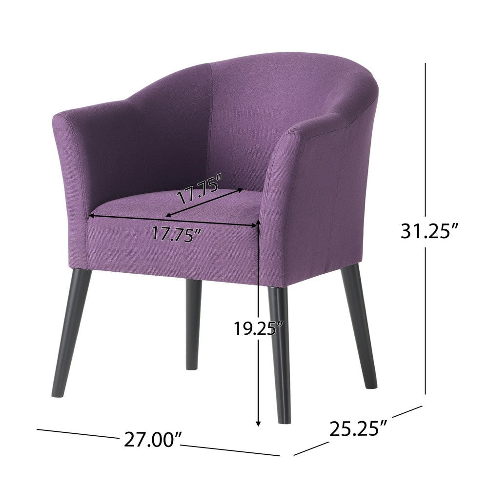 Benjara Onyx Armchair with Low Back Design, Birch Wood Frame, Plum Purple