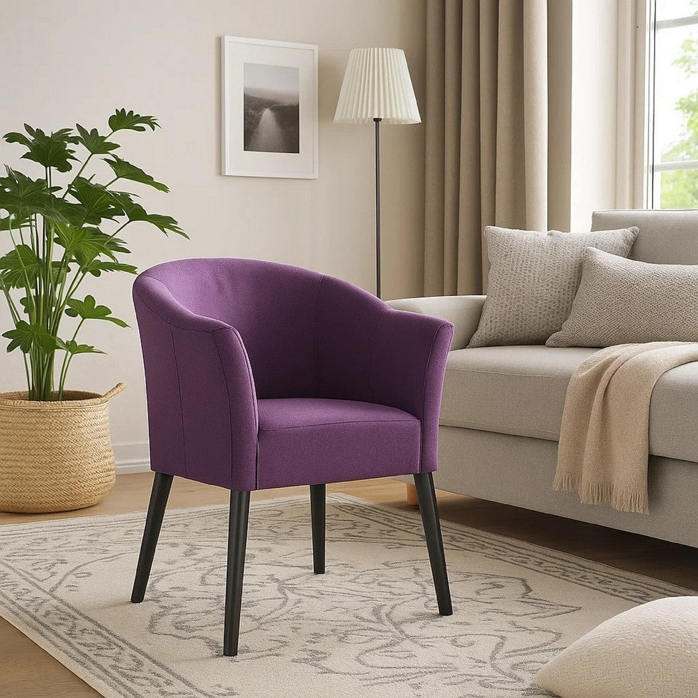 Benjara Onyx Armchair with Low Back Design, Birch Wood Frame, Plum Purple