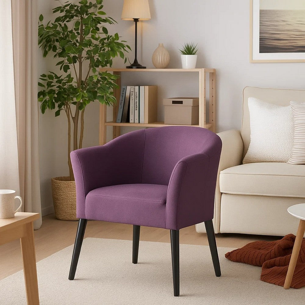 Benjara Onyx Armchair with Low Back Design, Birch Wood Frame, Plum Purple