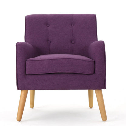 Benjara Felix Accent Armchair, Splayed Birch Wood Legs, Button Tufted Purple