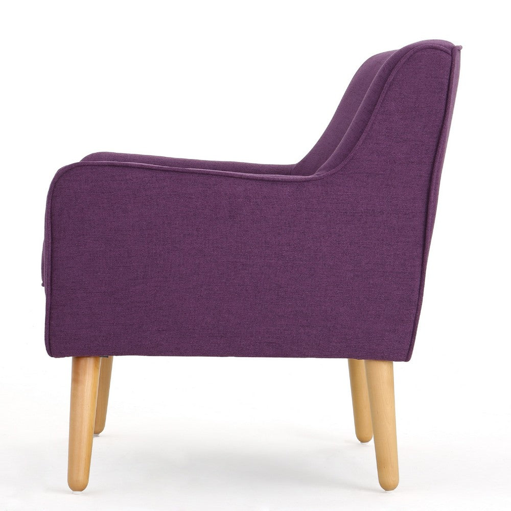Benjara Felix Accent Armchair, Splayed Birch Wood Legs, Button Tufted Purple