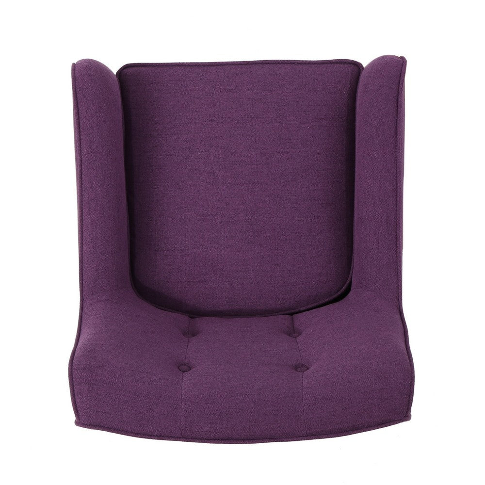 Benjara Felix Accent Armchair, Splayed Birch Wood Legs, Button Tufted Purple
