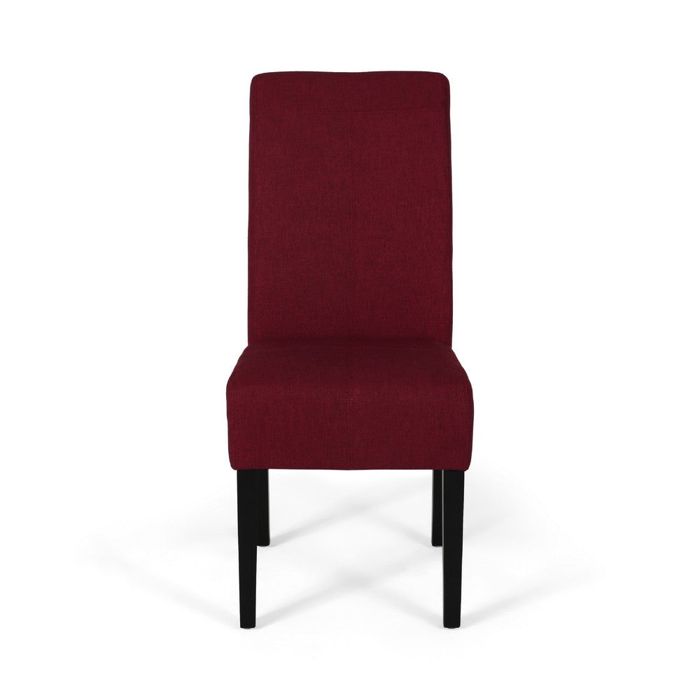 Benjara Tanya Armless Dining Chair Set of 2, Modern Style Blush Red Fabric