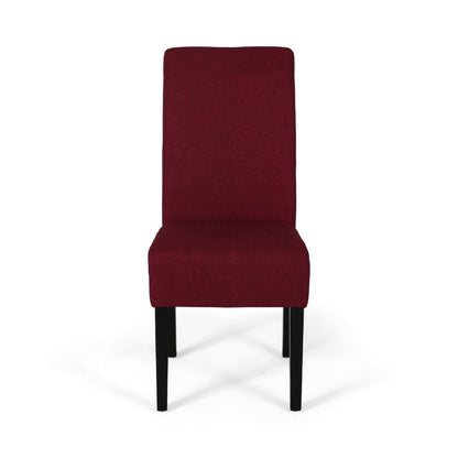 Benjara Tanya Armless Dining Chair Set of 2, Modern Style Blush Red Fabric