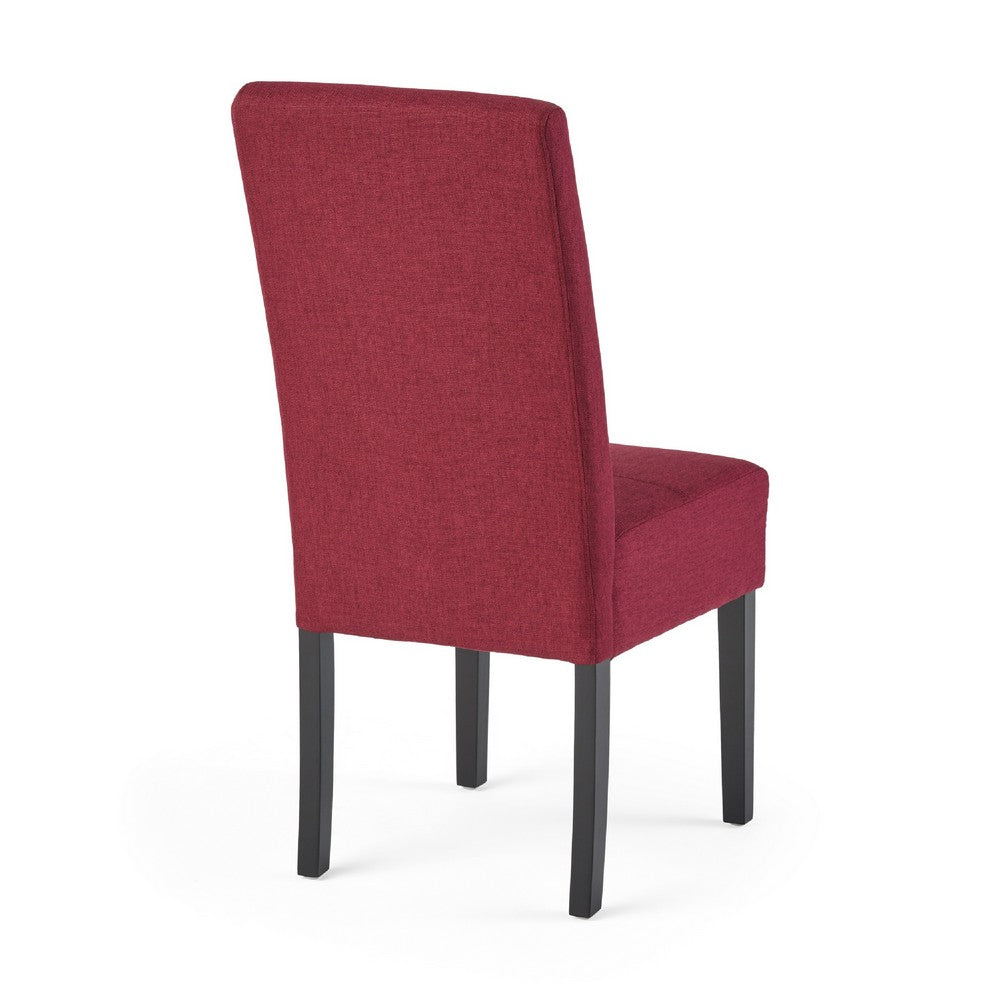 Benjara Tanya Armless Dining Chair Set of 2, Modern Style Blush Red Fabric