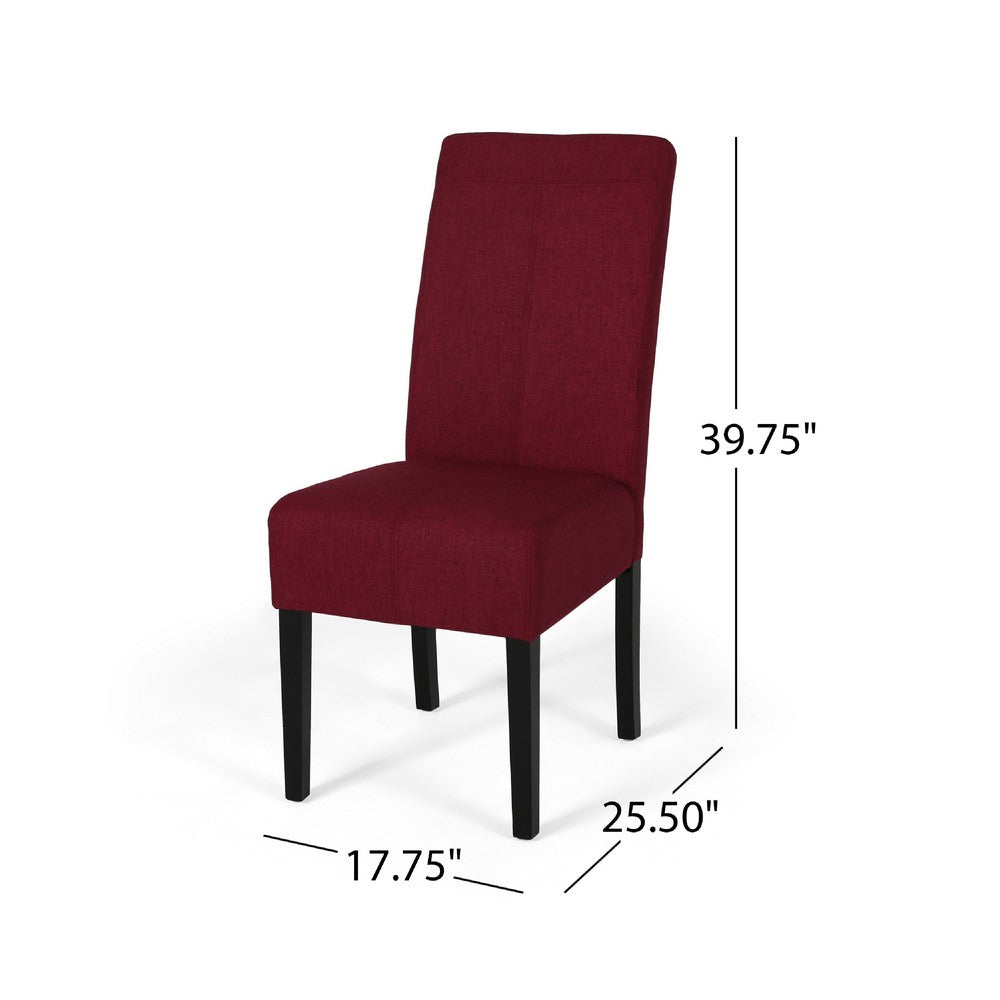 Benjara Tanya Armless Dining Chair Set of 2, Modern Style Blush Red Fabric