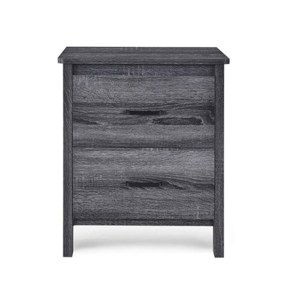 Benjara Nightstand Dresser, 2 Storage Drawers, 23 Inch, Modern Dark Gray