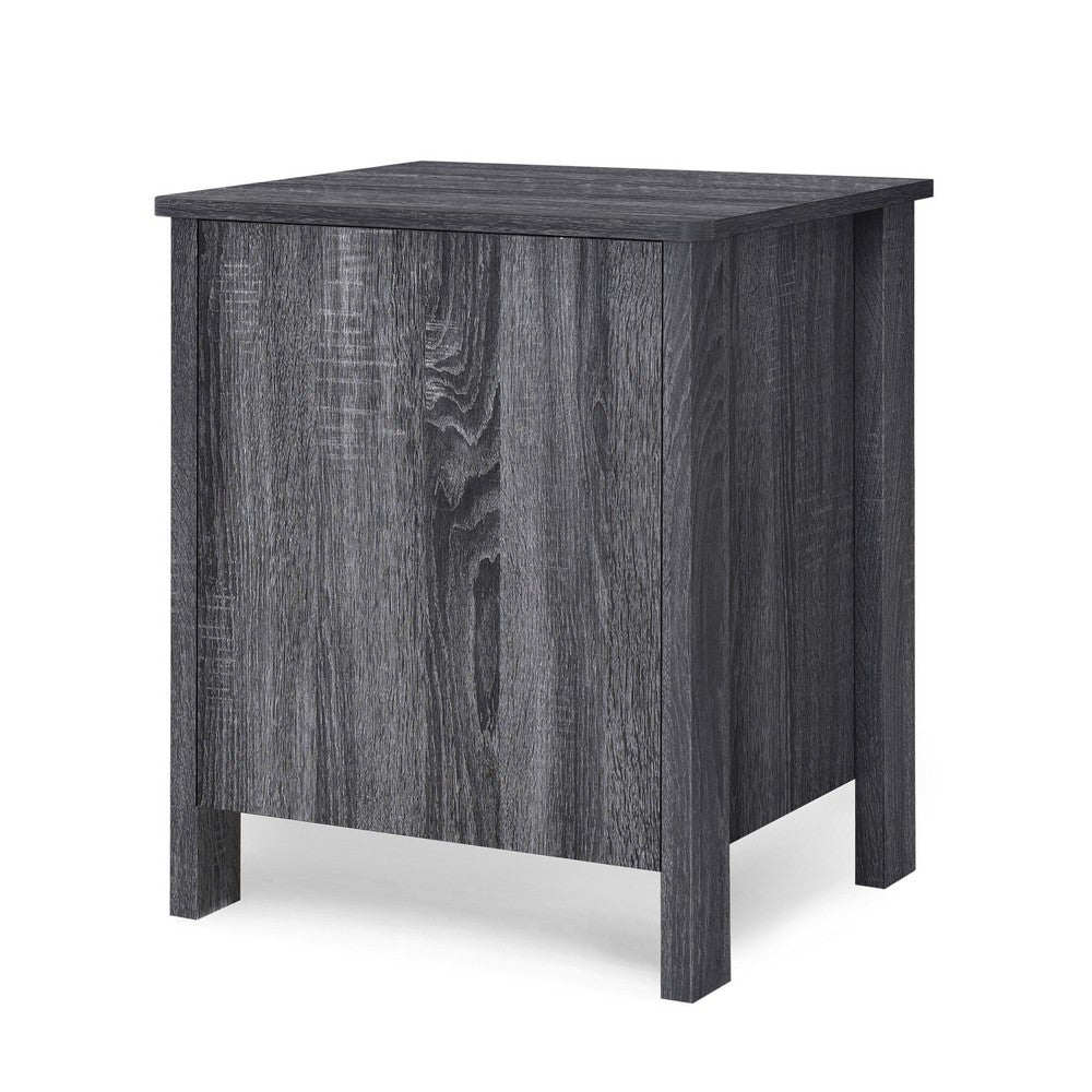 Benjara Nightstand Dresser, 2 Storage Drawers, 23 Inch, Modern Dark Gray