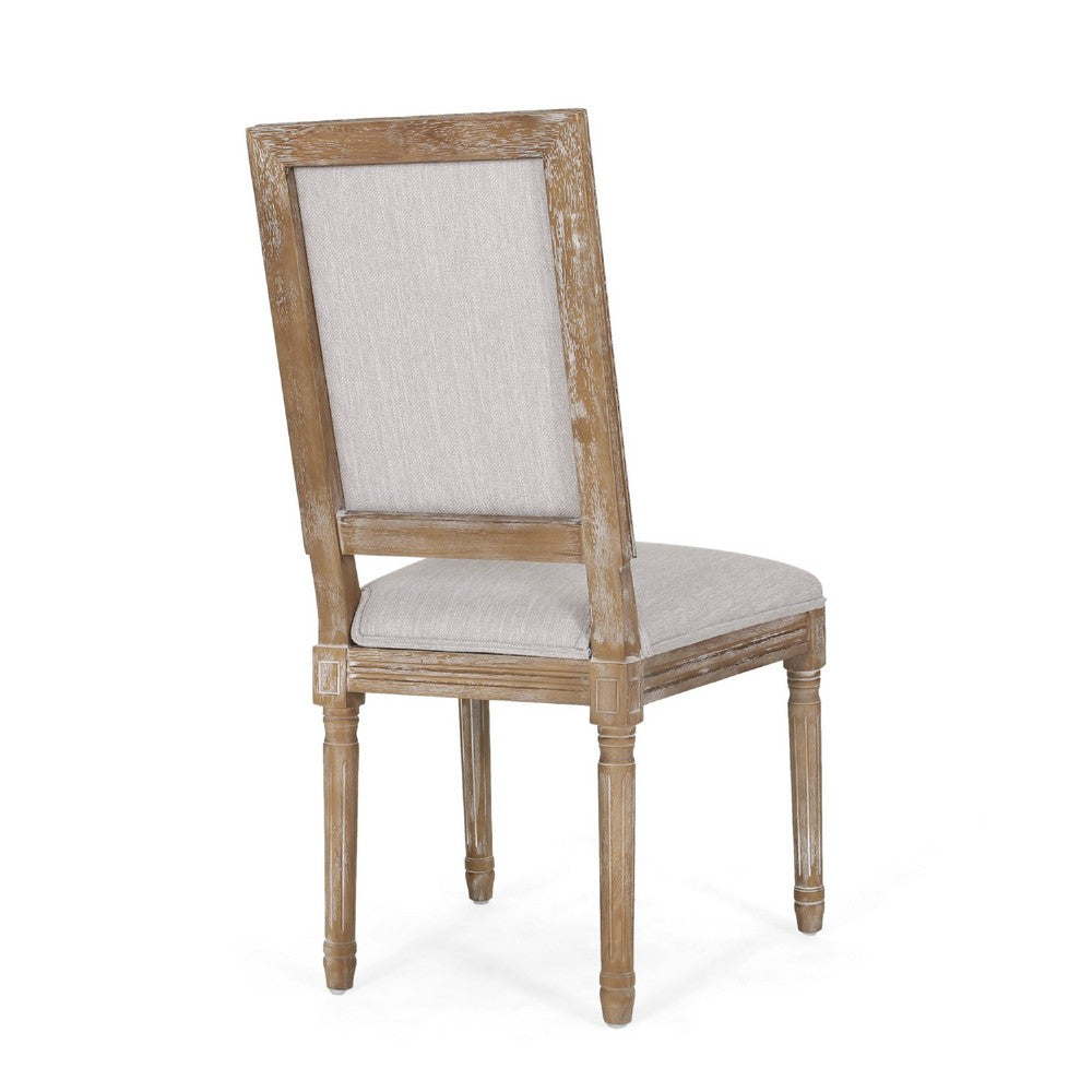 Benjara Ryma Dining Chair Set of 2, Fluted Legs, Transitional Light Gray Brown