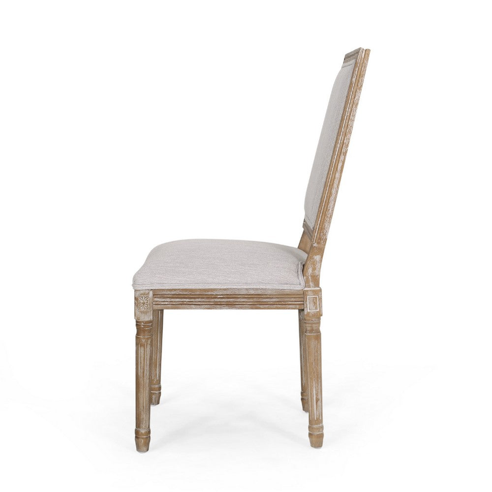 Benjara Ryma Dining Chair Set of 2, Fluted Legs, Transitional Light Gray Brown