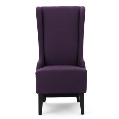 Benjara Pixie Dining Chair with High Wingback, Tapered Birch Wood, Plum Purple