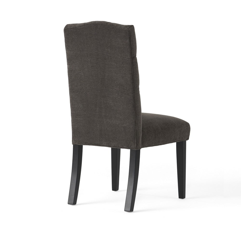Benjara Elona Dining Chair Set of 2, Crown Top, Gray Tufted Diamond Stitched