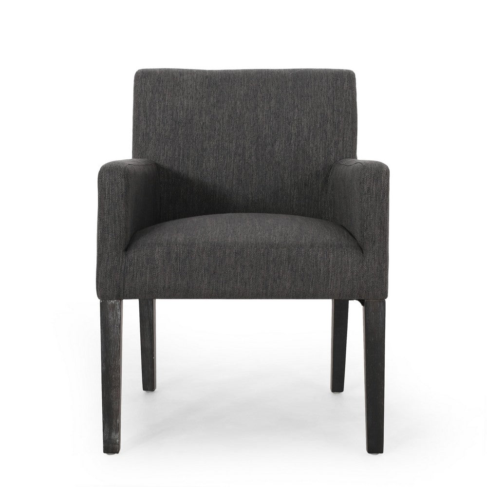 Benjara Accent Armchair, Modern Track Arms, Charcoal Gray Textured Fabric