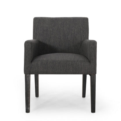 Benjara Accent Armchair, Modern Track Arms, Charcoal Gray Textured Fabric