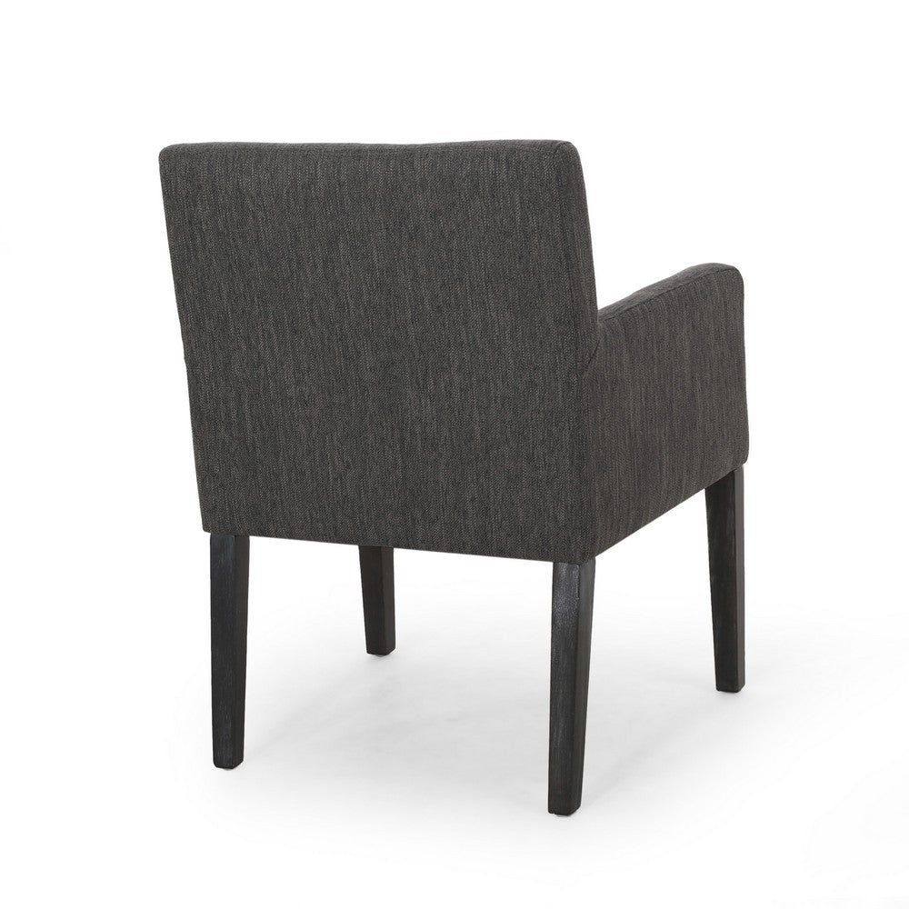 Benjara Accent Armchair, Modern Track Arms, Charcoal Gray Textured Fabric