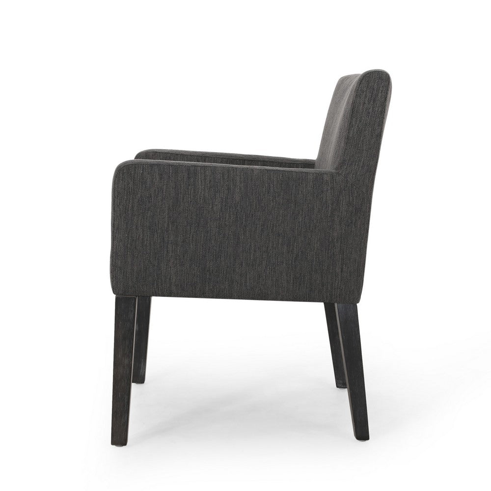 Benjara Accent Armchair, Modern Track Arms, Charcoal Gray Textured Fabric