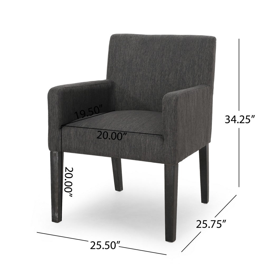 Benjara Accent Armchair, Modern Track Arms, Charcoal Gray Textured Fabric