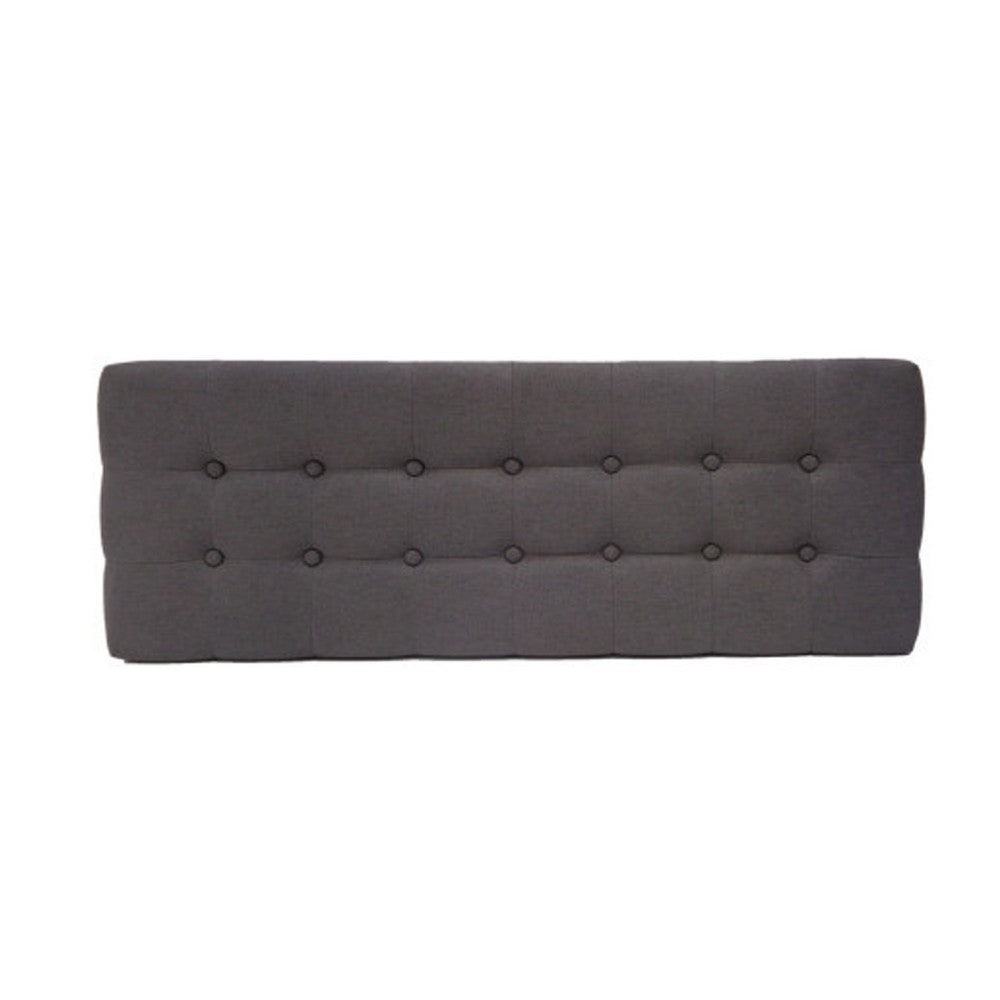 Benjara Ottoman Footstool Bench, 44 Inch Button Tufted Gray Fabric Top