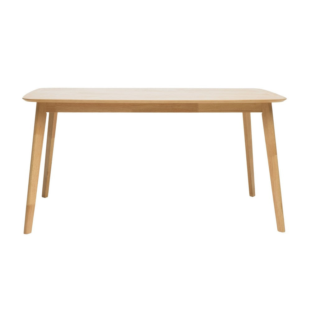 Benjara Dining Table, 59 Inch Natural Walnut Brown Rectangular, Tapered Legs