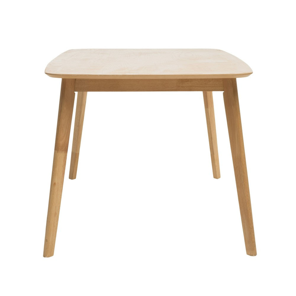 Benjara Dining Table, 59 Inch Natural Walnut Brown Rectangular, Tapered Legs