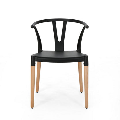 Benjara Dining Side Chair Set of 2, Sculpted Design 29 Inch Black Seat