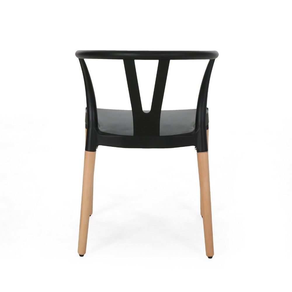Benjara Dining Side Chair Set of 2, Sculpted Design 29 Inch Black Seat