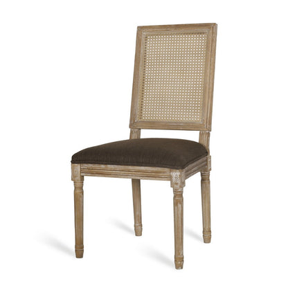 Benjara Viba Dining Chair Set of 2, Cane Dark And Light Weathered Brown Wood