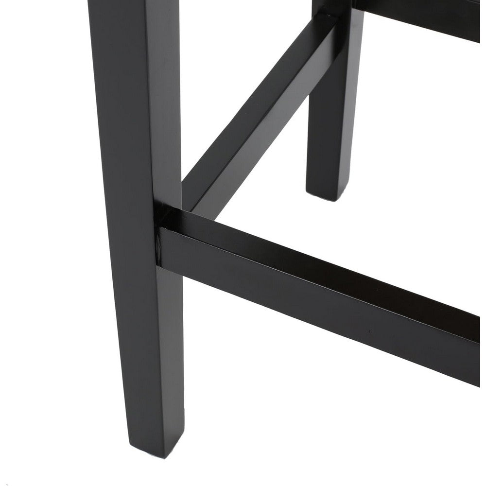 Benjara Seya Counter Stool Set of 2, Gray Waterproof Cushioned Seat, Black