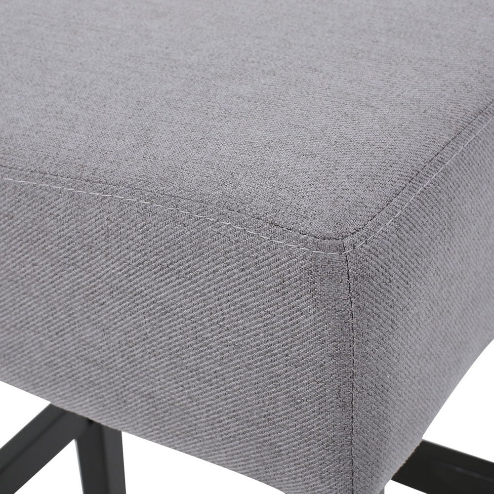 Benjara Seya Counter Stool Set of 2, Gray Waterproof Cushioned Seat, Black