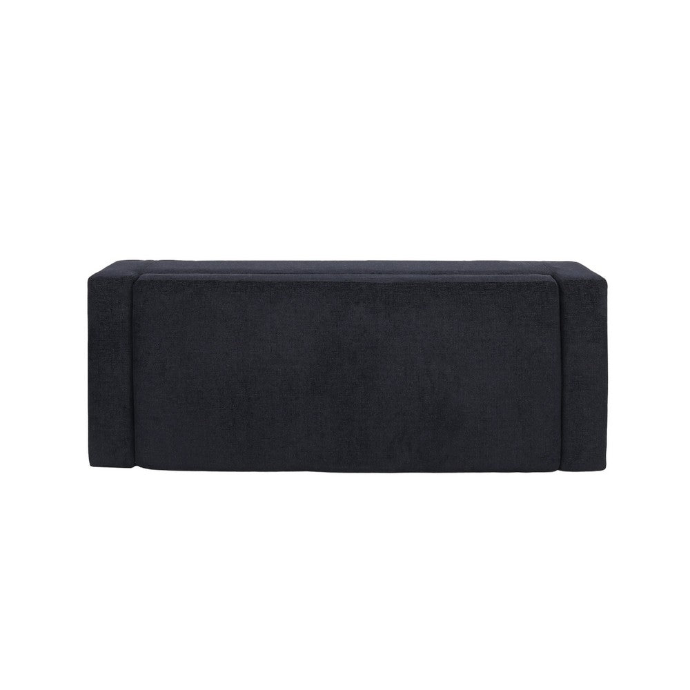 Benjara Kera Storage Ottoman Bench, Dark Blue Fabric, Lift Top, 50 Inch