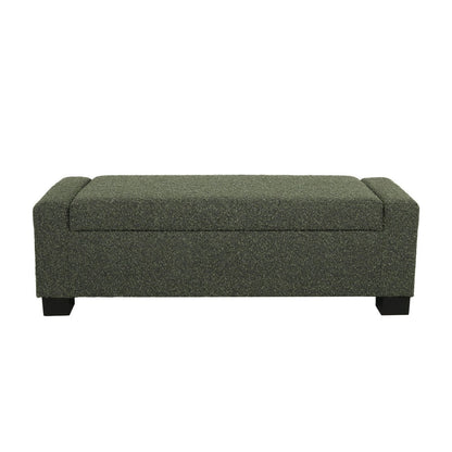 Benjara Kera Storage Ottoman Bench, Dark Green Fabric, Lift Top, 50 Inch