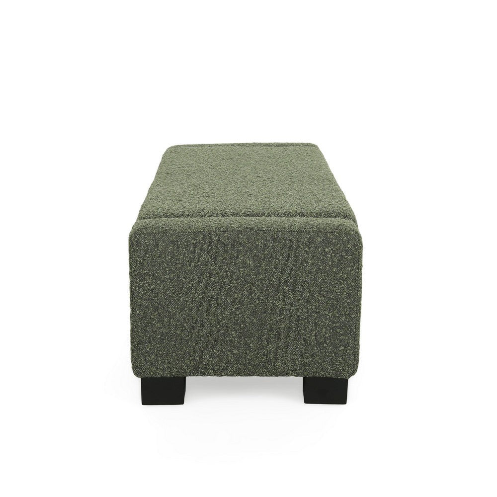 Benjara Kera Storage Ottoman Bench, Dark Green Fabric, Lift Top, 50 Inch