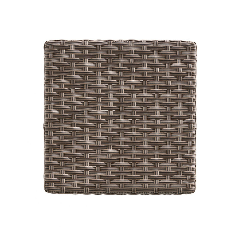 Benjara Outdoor Barstool Set of 2, Industrial Style Dark Brown Rattan Woven