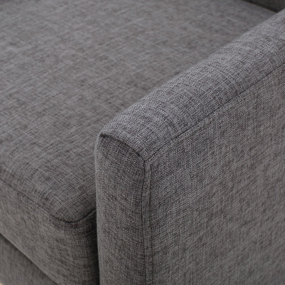 Benjara Weli Accent Sofa Chair, Gray Fabric Padded Seat, Light Brown Legs